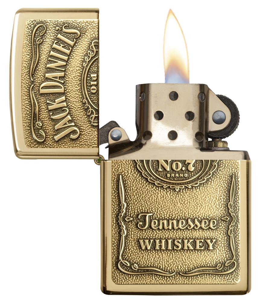 Zippo Jack Daniels Tennessee Whiskey Emblem, High Polish Brass Lighter #254BJD.428