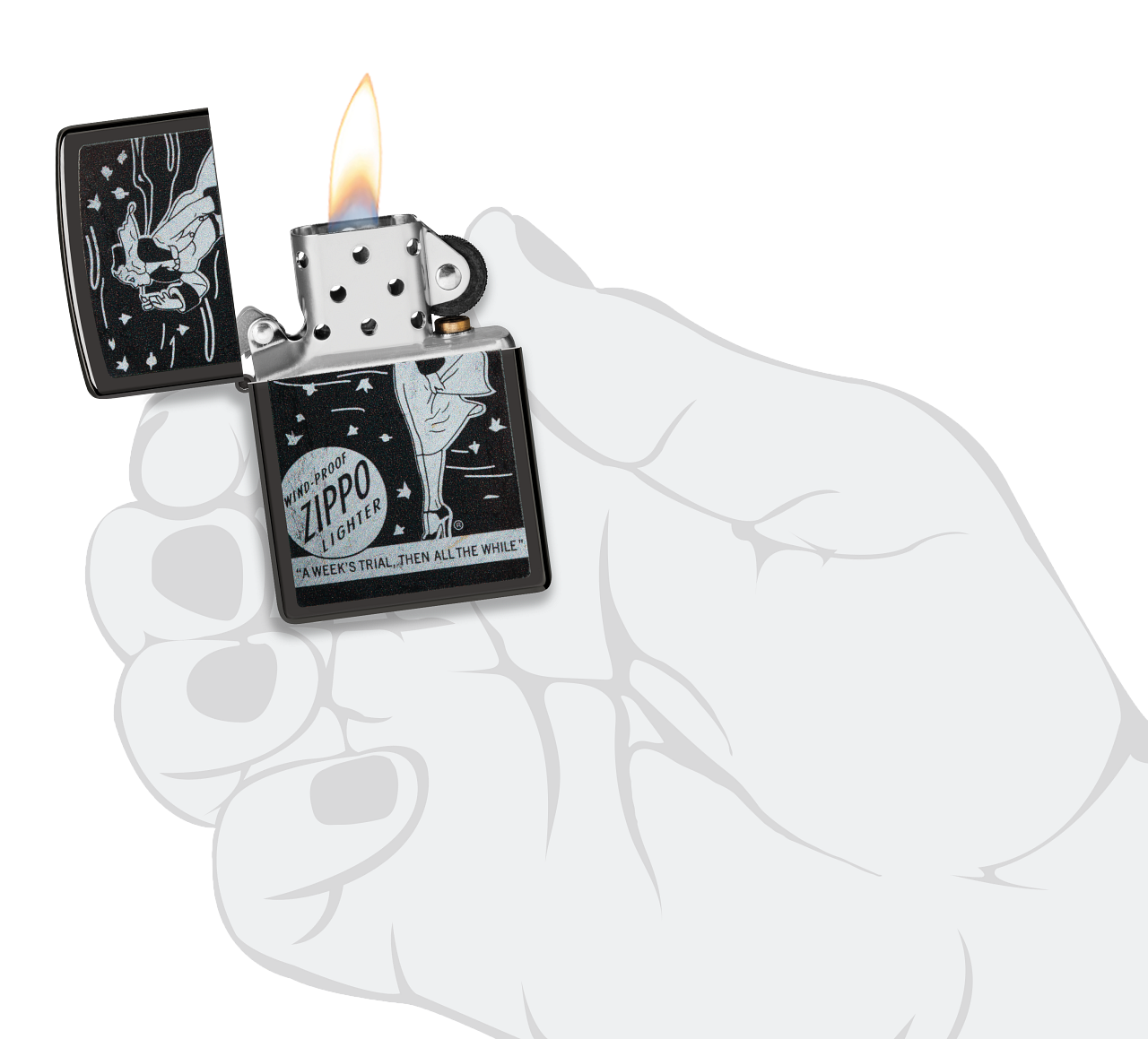 Zippo Windy Girl, High Polish Black Lighter #48456