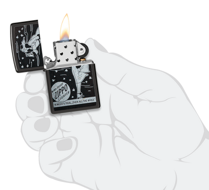 Zippo Windy Girl, High Polish Black Lighter #48456