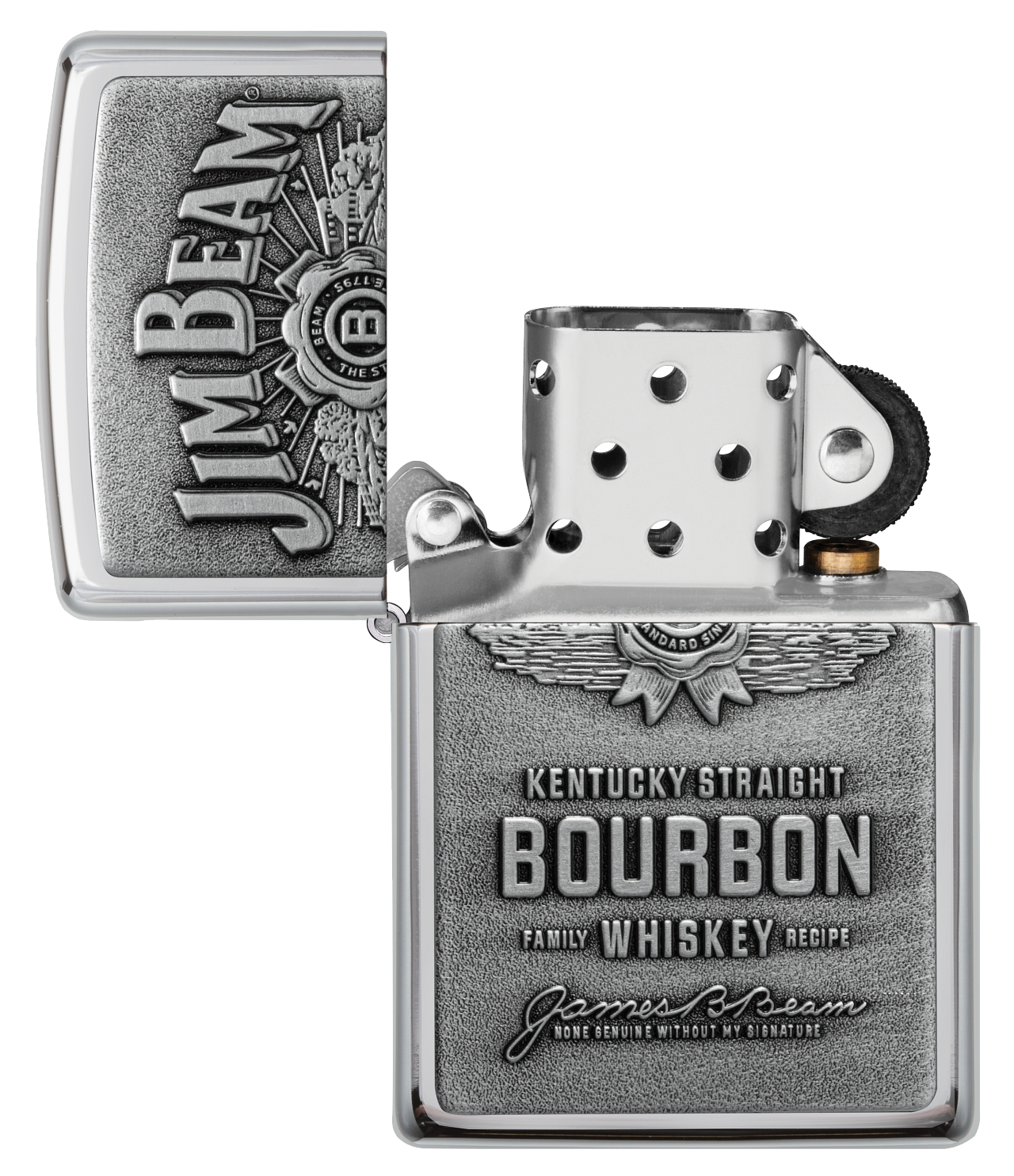 Zippo Jim Beam Bourbon Whiskey Emblem, High Polish Chrome Lighter #250JB.928