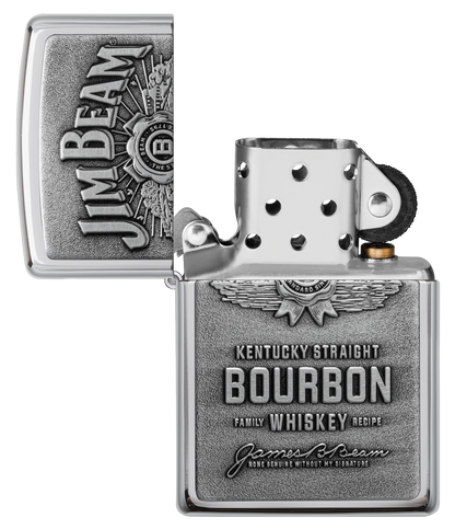 Zippo Jim Beam Bourbon Whiskey Emblem, High Polish Chrome Lighter #250JB.928