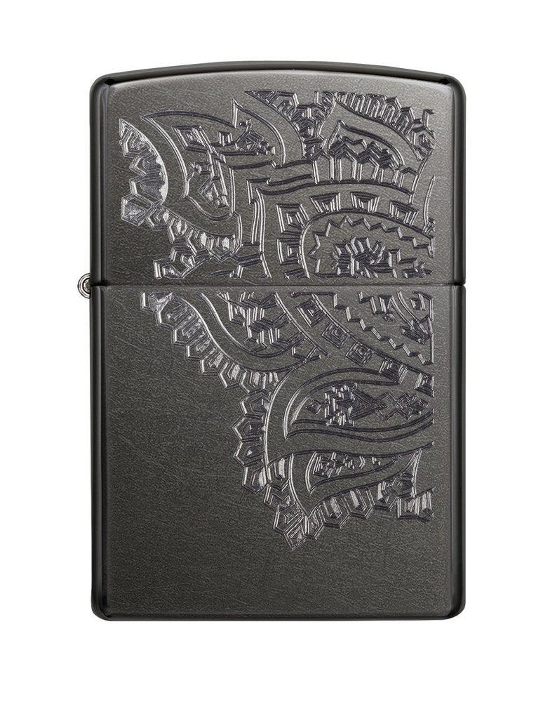 Zippo Iced Paisley Flower Lighter, Gray Dusk Finish, USA Windproof #29431