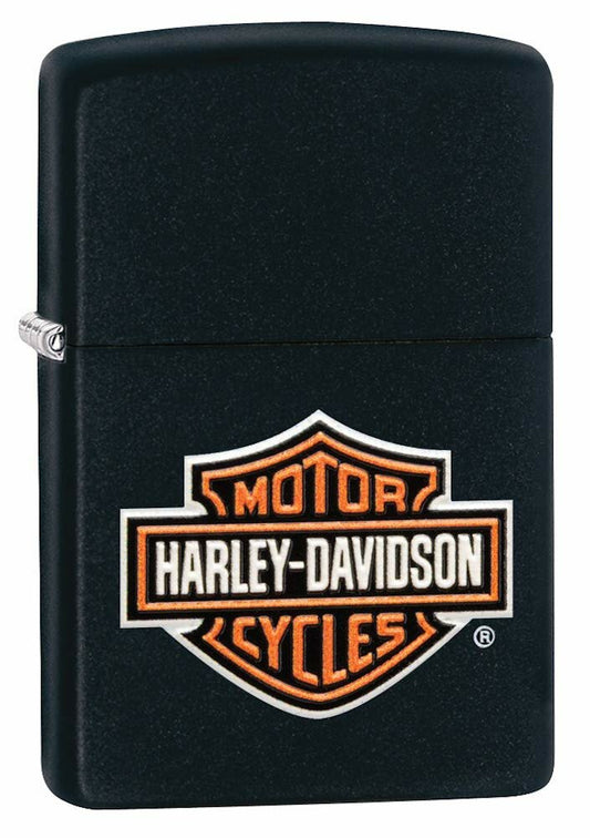 Zippo Harley Davidson Emblem Black Matte Finish Genuine Windproof Lighter #49196