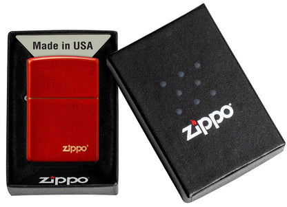 Zippo Metallic Red Base Model with Zippo Logo, Windproof Lighter #49475ZL