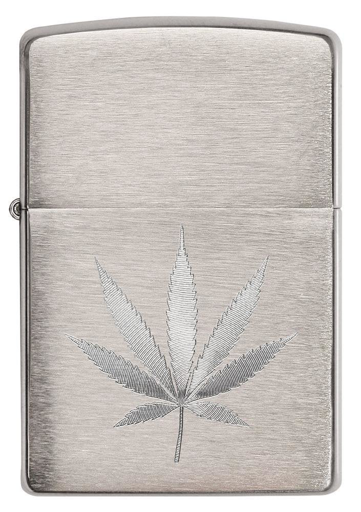 Zippo Leaf Design, Auto Engraved Brushed Chrome Pocket Lighter #29587