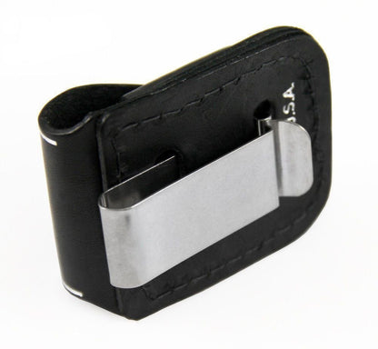 Zippo Clip-On Black Leather Pouch, For Zippo Lighters, Metal Belt Clip #LPCBK