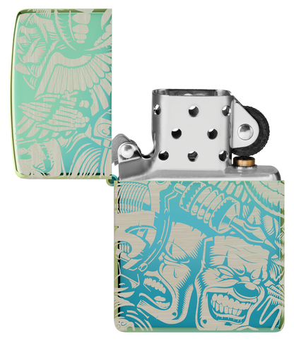 Zippo 540 Creative Tattoo Design, High Polish Teal Lighter #48410