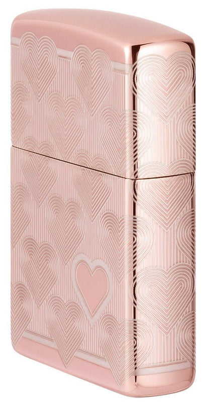 Zippo Heart Design, Laser 360° High Polish Rose Gold Lighter #49811