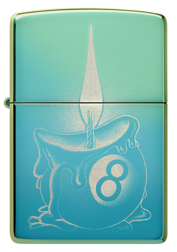 Zippo 8-Ball Candle Wax Design, High Polish Teal Lighter #48615