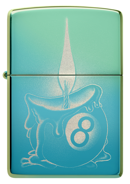 Zippo 8-Ball Candle Wax Design, High Polish Teal Lighter #48615