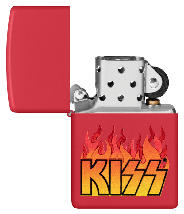 Zippo KISS Rock Band Fire Design, Red Matte Lighter #48642