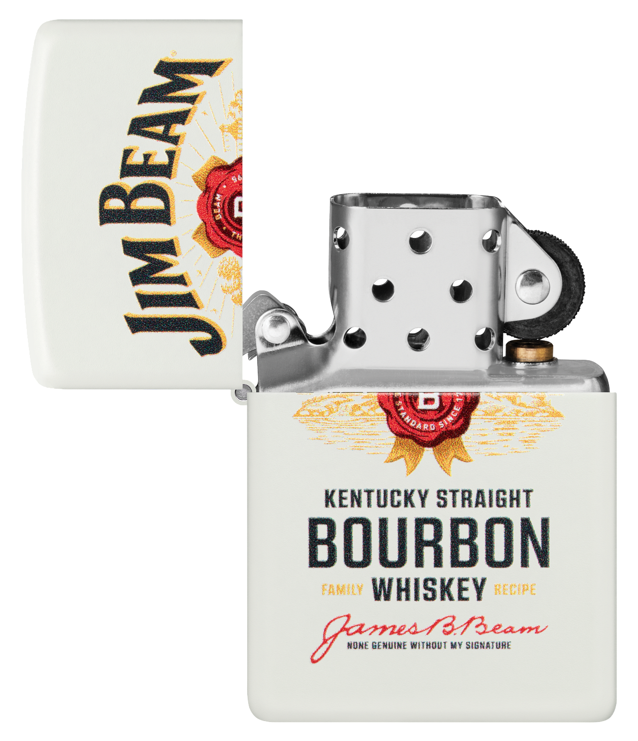 Zippo Jim Beam Bourbon Whiskey, White Matte Lighter #48317