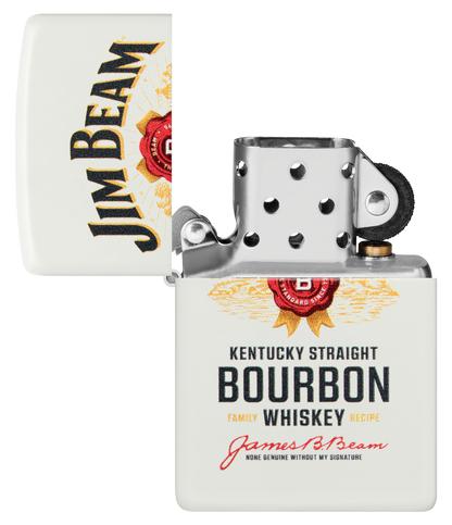 Zippo Jim Beam Bourbon Whiskey, White Matte Lighter #48317