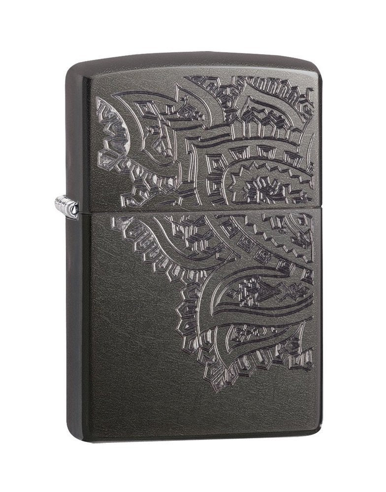 Zippo Iced Paisley Flower Lighter, Gray Dusk Finish, USA Windproof #29431