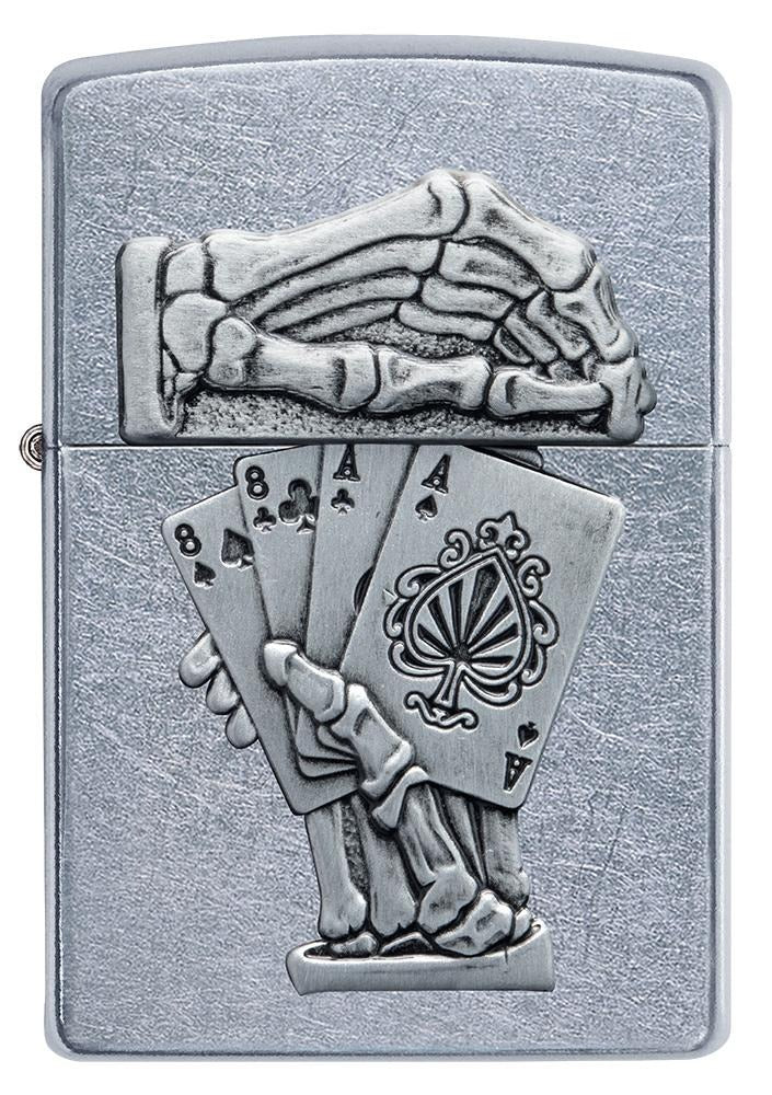 Zippo Dead Mans Hand Poker Casino Design, Street Chrome Lighter #49536