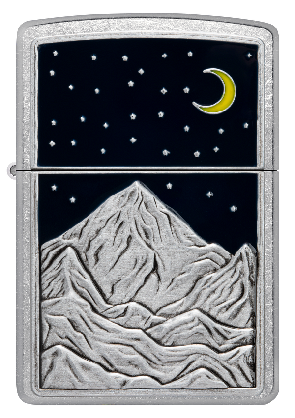 Zippo Mountain, Moon, and Stars Emblem, Street Chrome Lighter #48632