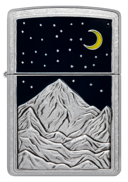 Zippo Mountain, Moon, and Stars Emblem, Street Chrome Lighter #48632