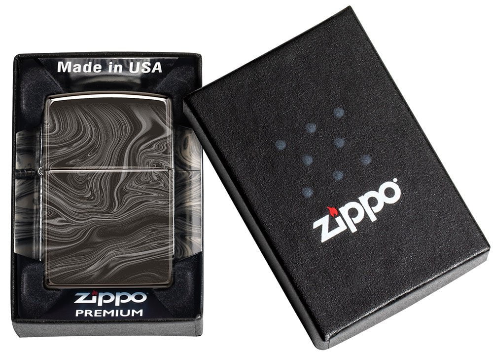 Zippo Marble Pattern 360° Design, High Polish Black Finish Lighter #49812