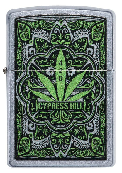 Zippo Cypress Hill Cannabis, Street Chrome, Genuine Windproof Lighter #49010