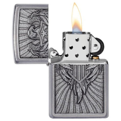 Zippo USA Eagle Emblem Street Chrome Finish, Windproof Lighter #49450