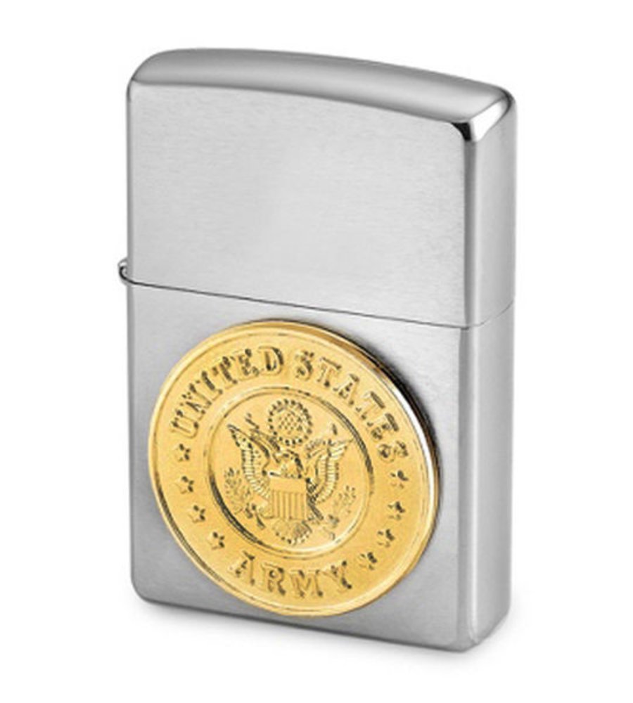 Zippo USA Army Crest Emblem, Brushed Chrome Finish, Genuine Lighter #280ARM