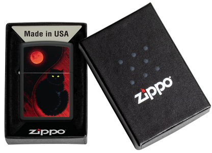 Zippo Black Cat Bad Luck, Black Matte Finish Lighter #