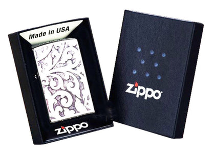 Zippo Filigree Lighter, Floral Pattern, High Polish Chrome #28530