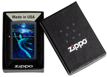 Zippo Loch Ness Ocean Monster Black Light Black Matte Windproof Lighter #49697