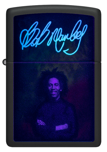 Zippo Bob Marley Black Light Design, Black Matte Lighter #48674