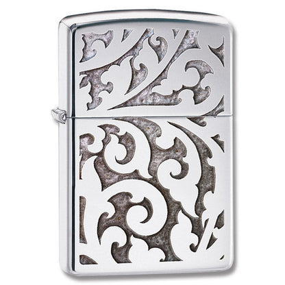 Zippo Filigree Lighter, Floral Pattern, High Polish Chrome #28530