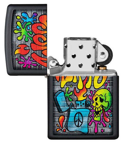 Zippo Street Art Grafitti Design, Black Matte Finish Lighter #49605