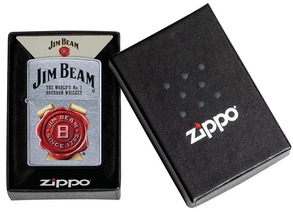 Zippo Jim Beam The Worlds No. 1 Bourbon Whiskey, Street Chrome Finish Lighter #49326