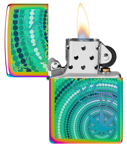 Zippo Cannabis Leaf Wavy Design, Multi Color Finish Lighter #48383