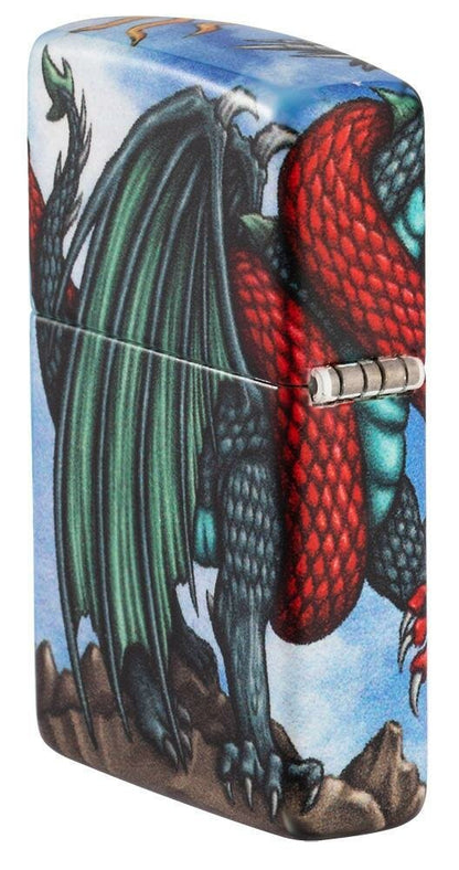 Zippo Dragon Dueling Design, 540° Color Wrap, Genuine Windproof Lighter #49354