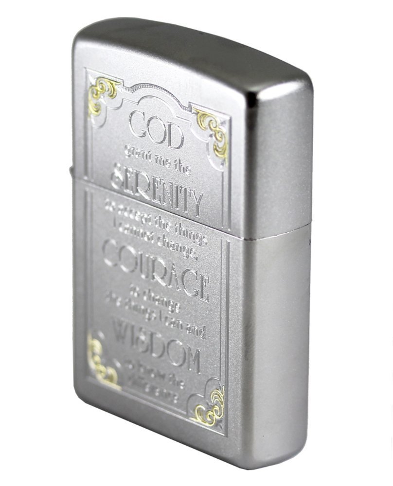 Zippo Serenity Prayer Lighter Satin Chrome #28458