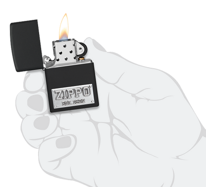 Zippo Logo Est. 1932 Emblem Design, Black Matte Lighter #48689