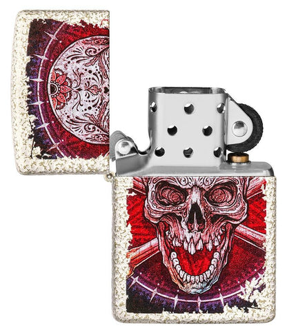 Zippo Skull and Crossbones Design, Mercury Glass Finish Lighter #49410