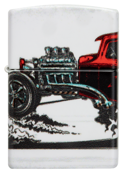 Zippo Classic Hot Rod 540 Design, White Matte Lighter #48660