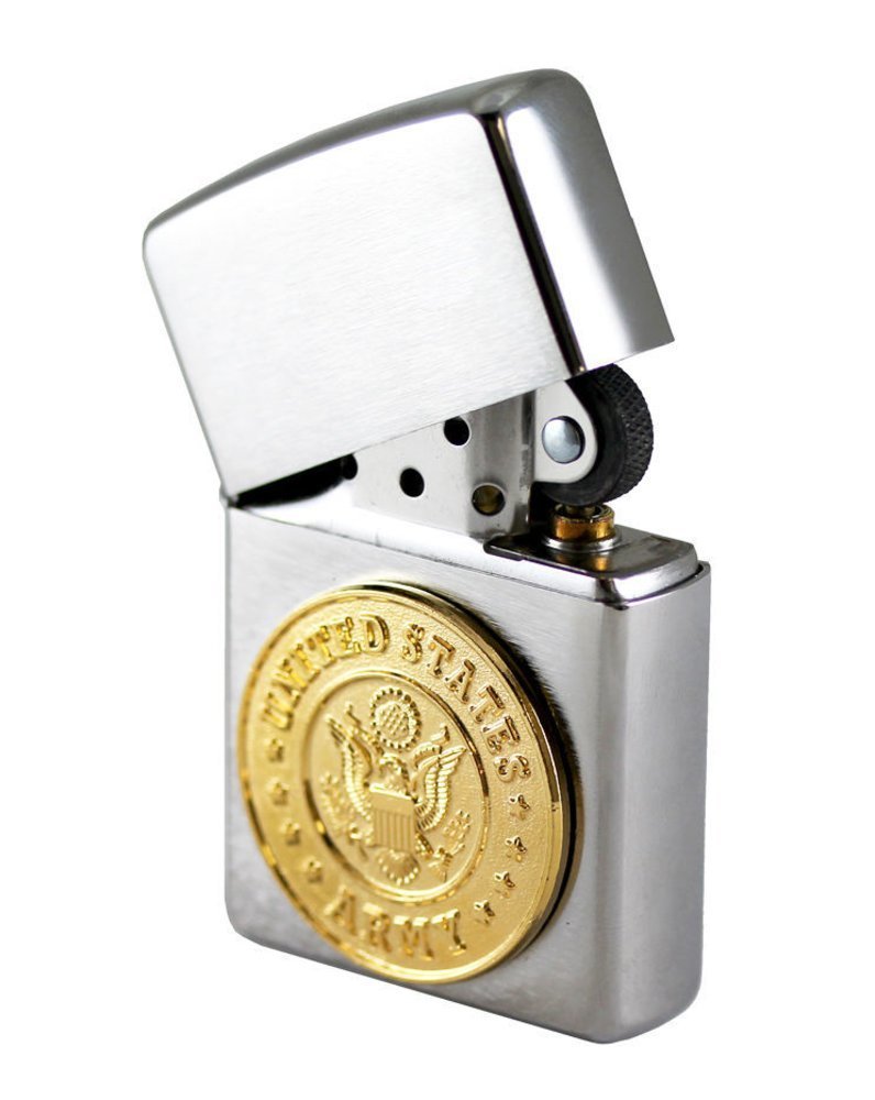 Zippo USA Army Crest Emblem, Brushed Chrome Finish, Genuine Lighter #280ARM