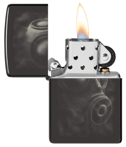 Zippo Gas Mask Design, High Polish Black Lighter #48588