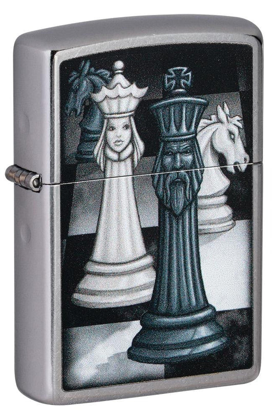 Zippo Chess Game Design, Street Chrome Finish Lighter #49601