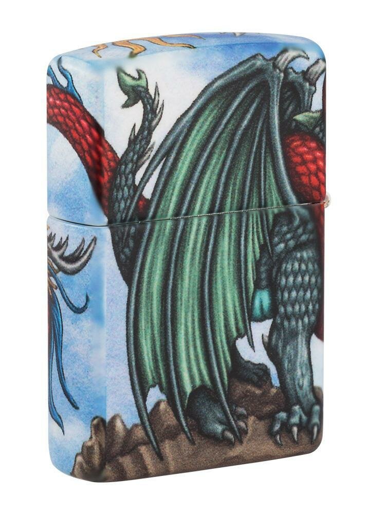 Zippo Dragon Dueling Design, 540° Color Wrap, Genuine Windproof Lighter #49354