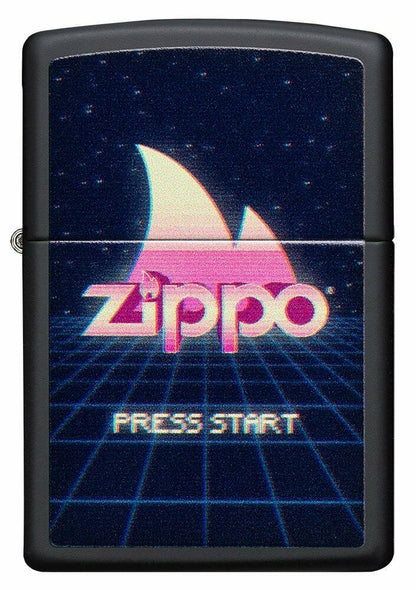 Zippo Retro Gaming Design, Press Start, Black Matte Windproof Lighter USA #49115