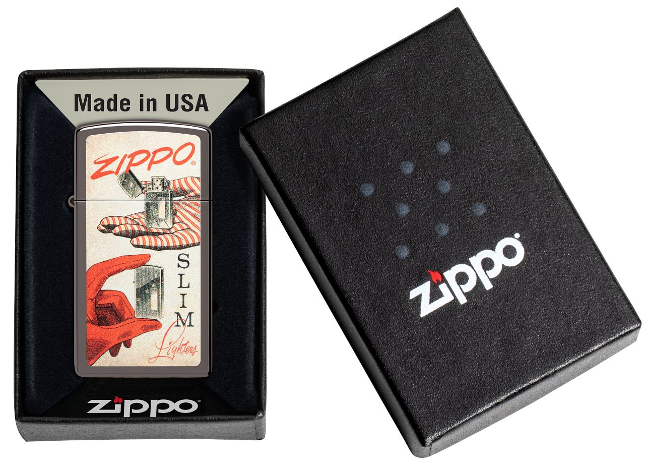 Zippo Slim Retro Design, Black Ice Lighter #48396