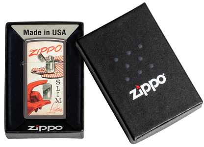 Zippo Slim Retro Design, Black Ice Lighter #48396