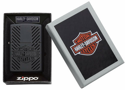 Zippo Harley Davidson Logo Black Matte Finish Genuine Windproof Lighter #49174