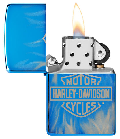 Zippo Harley Davidson Motorcycles, High Polish Blue Lighter #49469