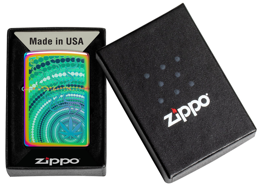 Zippo Cannabis Leaf Wavy Design, Multi Color Finish Lighter #48383