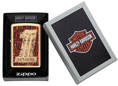 Zippo Harley Davidson 1 Design, High Polish Brass Lighter #48361