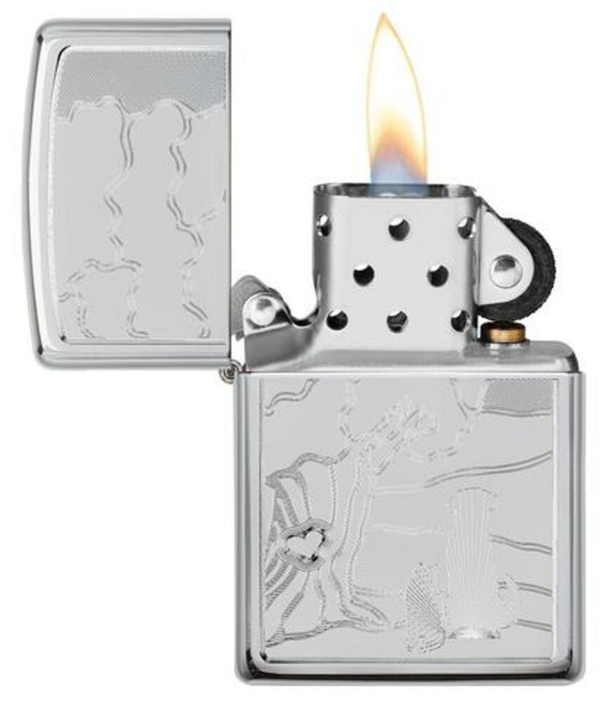 Zippo Family Pets and Tree Engraved Design, High Polish Chrome Lighter #49258